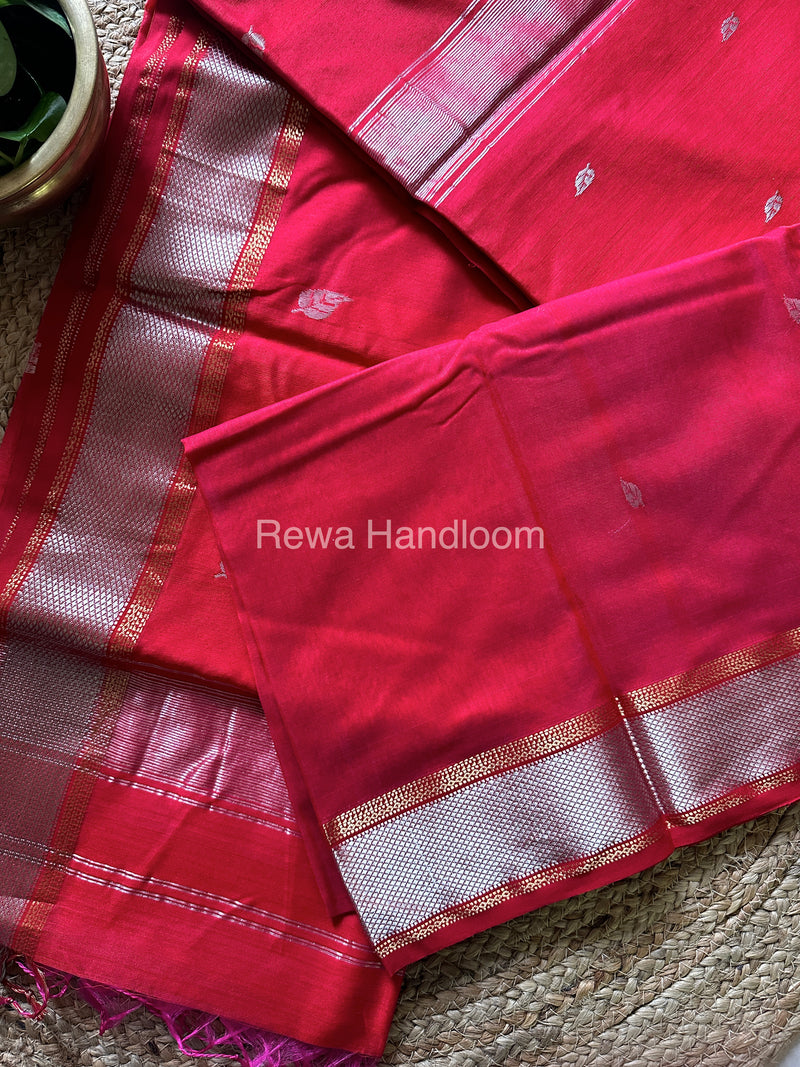 Maheshwari Pink Silver Zari Saree-SPS-027