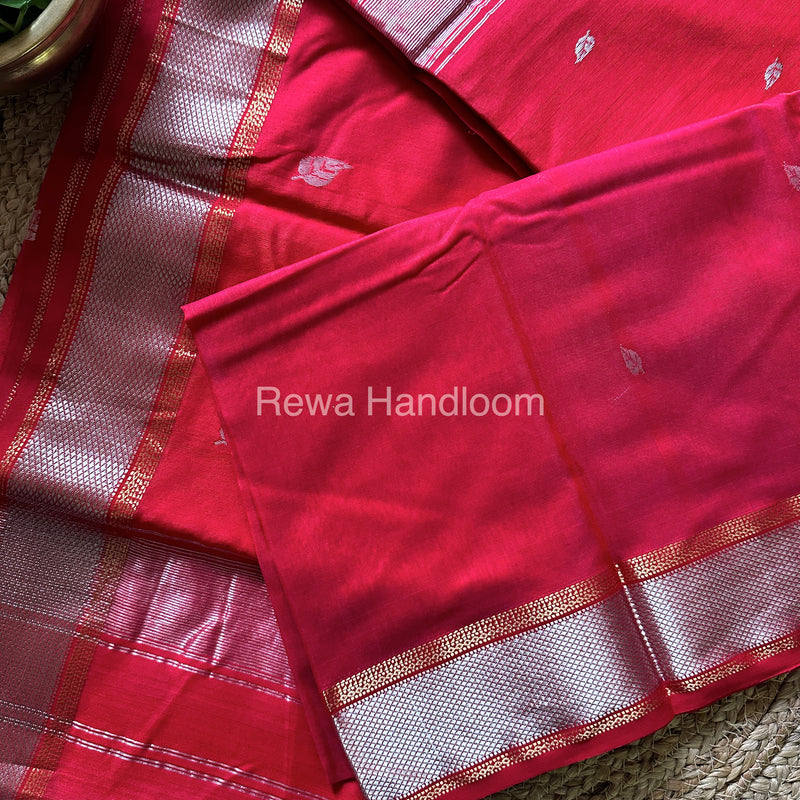 Maheshwari Pink Silver Zari Saree-SPS-027