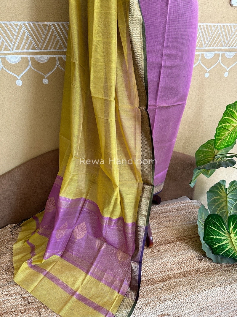 Maheshwari Lavender-Yellow Tissue Buta Dress Material TPT050