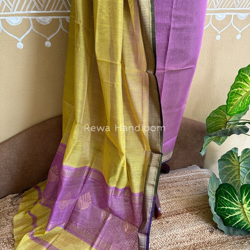 Maheshwari Lavender-Yellow Tissue Buta Dress Material TPT050