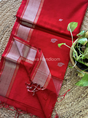 Maheshwari Red Silver Zari Sarees-SPS-026