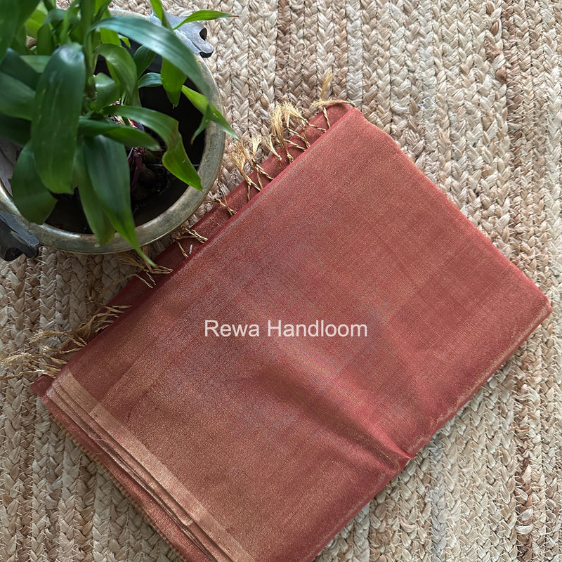 Maheshwari Dark Peach Tissue Saree TS055