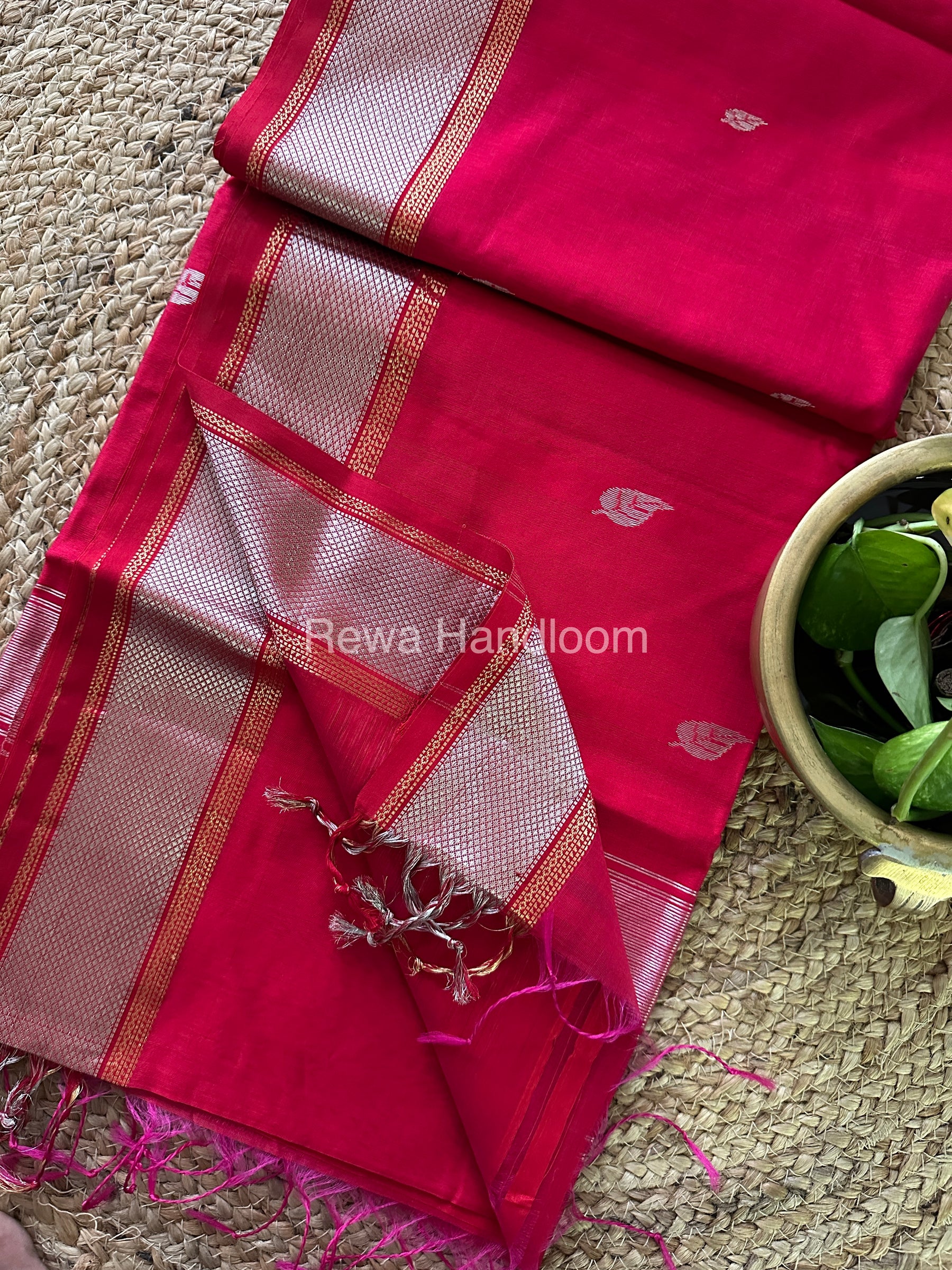 Maheshwari Rani Pink Silver Zari Saree-SPS-023