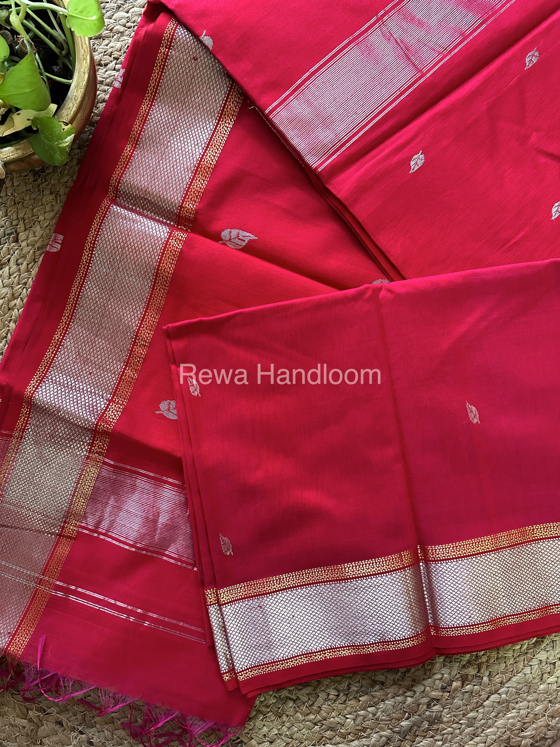 Maheshwari Rani Pink Silver Zari Saree-SPS-023