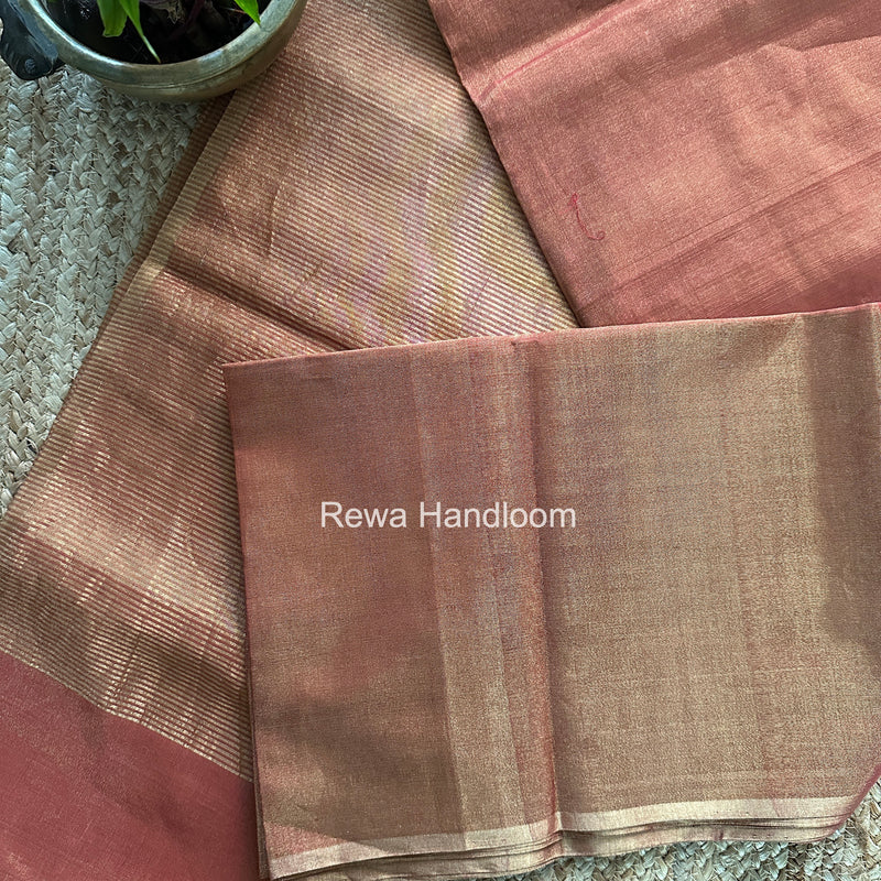 Maheshwari Dark Peach Tissue Saree TS055