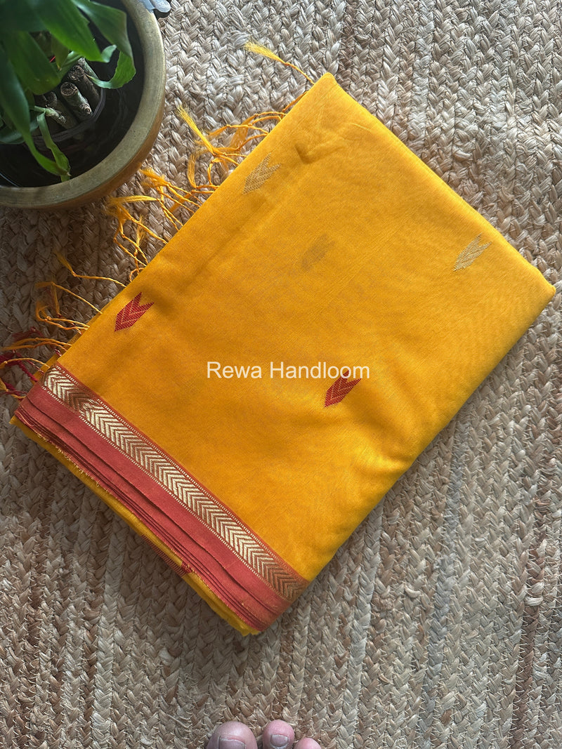 Mango Yellow V Butti Maheshwari Saree VBS054
