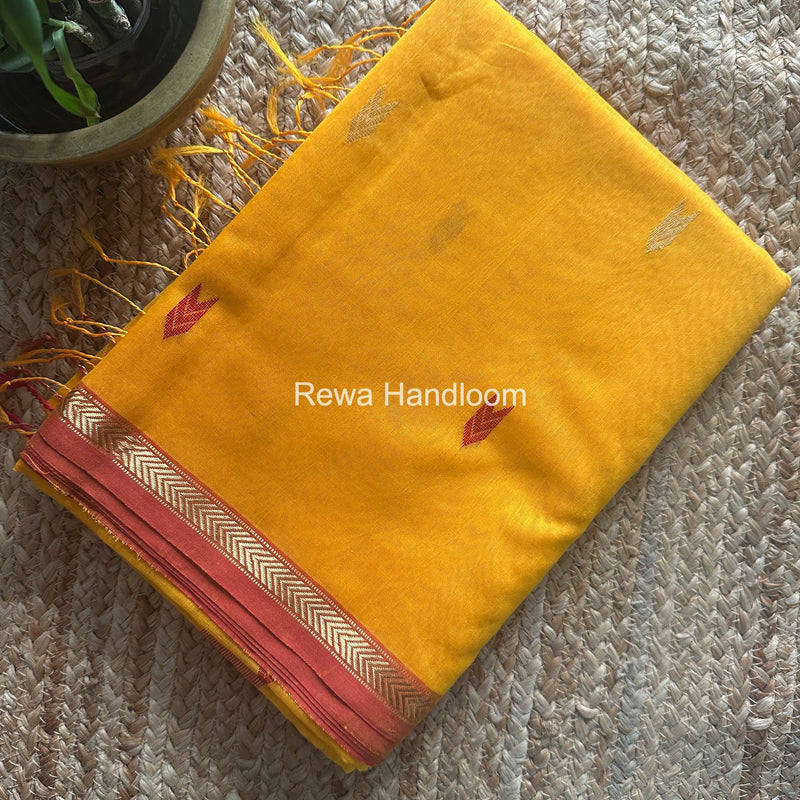 Mango Yellow V Butti Maheshwari Saree VBS054
