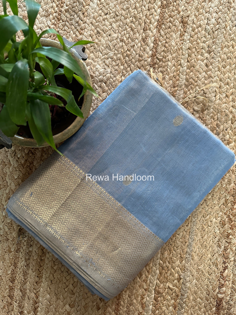 Maheshwari Sky Blue Tissue Butti Saree TCBS05