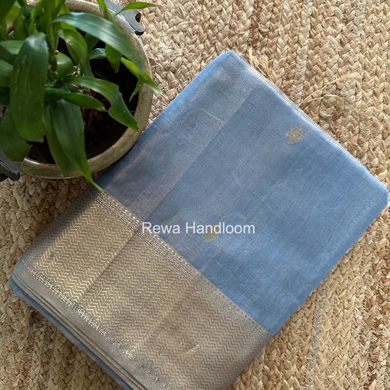 Maheshwari Sky Blue Tissue Butti Saree TCBS05