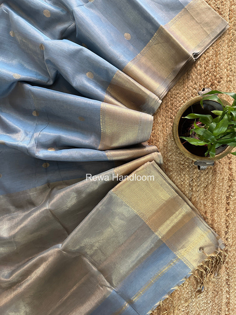 Maheshwari Sky Blue Tissue Butti Saree TCBS05