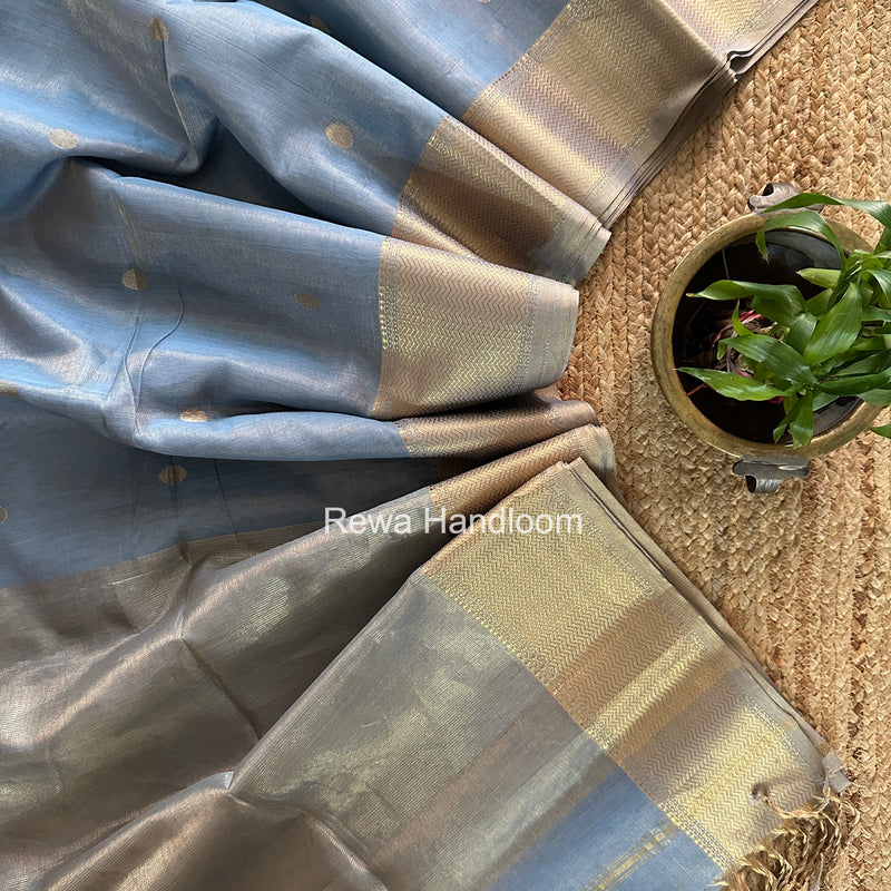 Maheshwari Sky Blue Tissue Butti Saree TCBS05