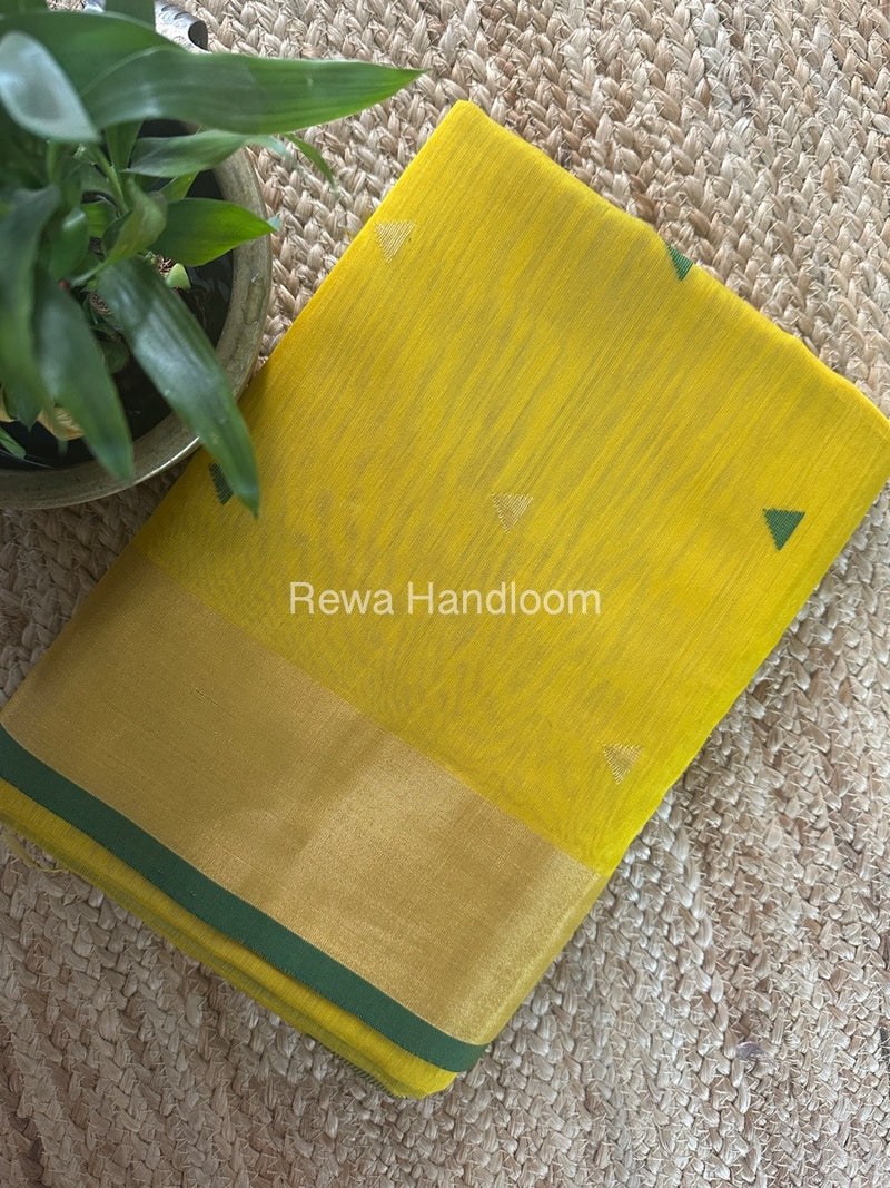 Parrot Green Zari Butti Maheshwari Saree SB0152