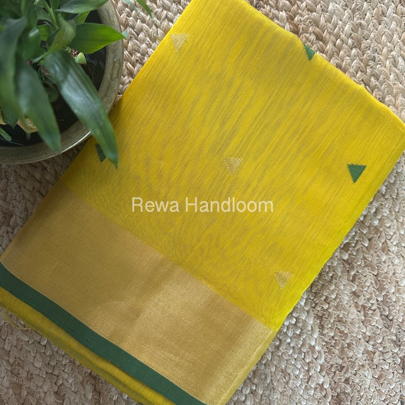 Parrot Green Zari Butti Maheshwari Saree SB0152