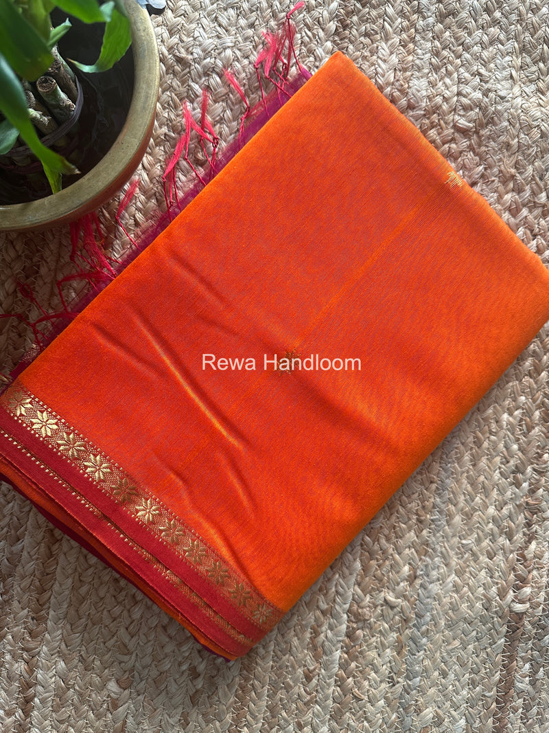Orange Star Butti Maheshwari Saree SSB07