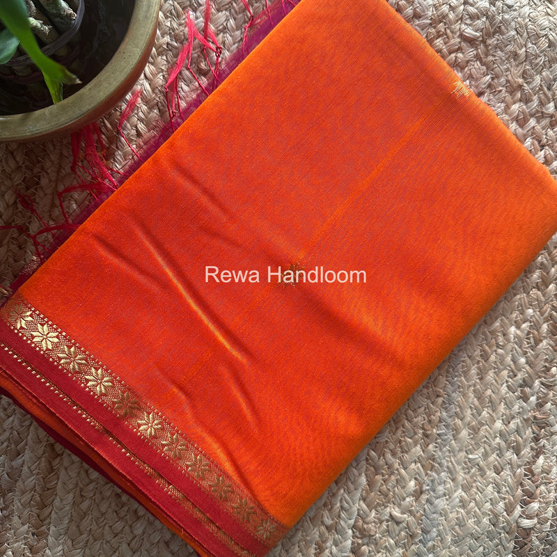 Orange Star Butti Maheshwari Saree SSB07
