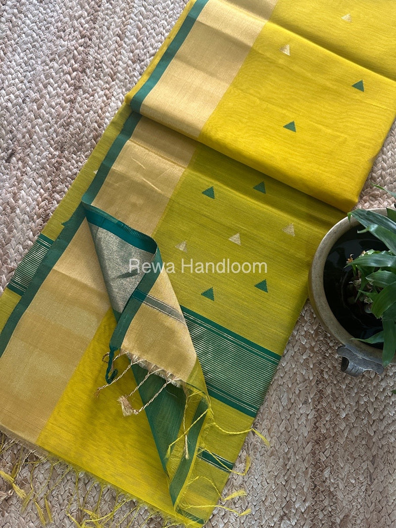 Parrot Green Zari Butti Maheshwari Saree SB0152