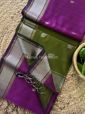 Maheshwari Violet Silver Zari Saree-SPS-022