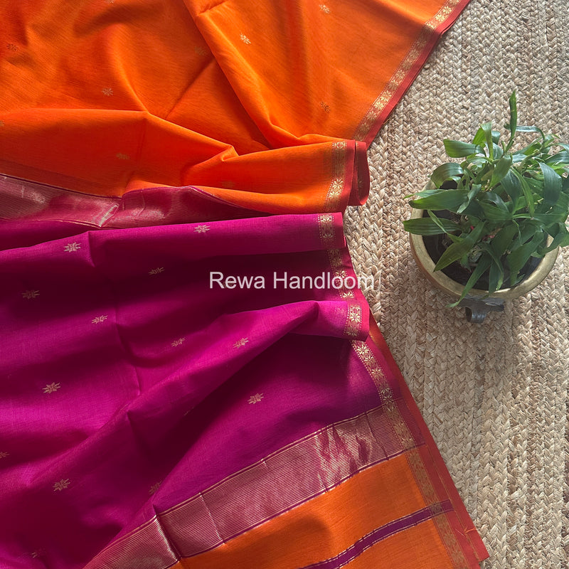 Orange Star Butti Maheshwari Saree SSB07