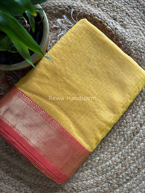 Maheshwari Yellow Zari Checks Saree ZCHX051