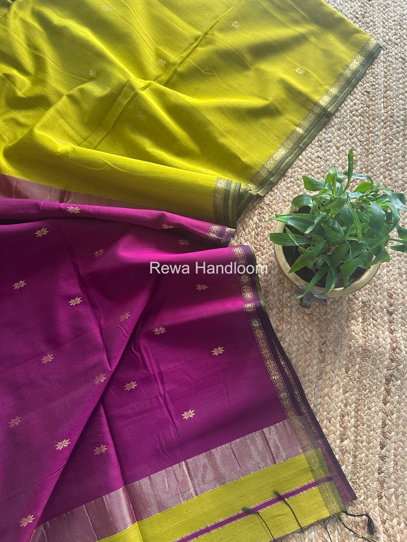 Mehendi Green Star Butti Maheshwari Saree SSB08