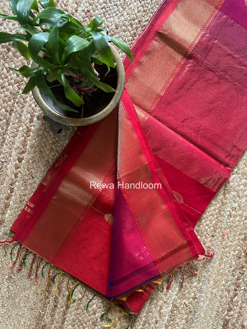 Maheshwari Red Shaded Butta Saree BLSS037