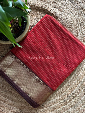 Maheshwari Maroon Zari Checks Saree ZCHX052