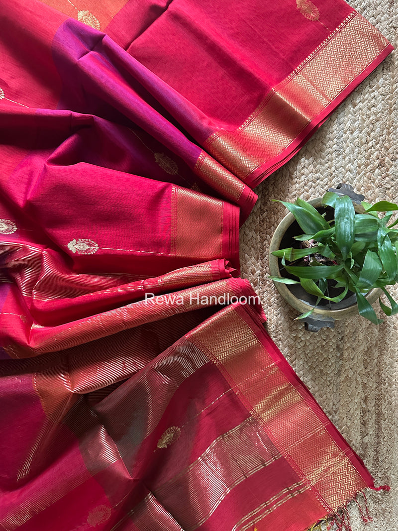 Maheshwari Red Shaded Butta Saree BLSS037