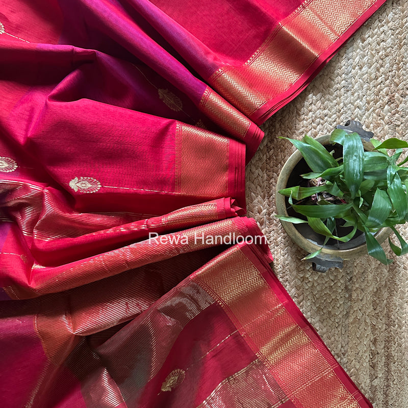 Maheshwari Red Shaded Butta Saree BLSS037