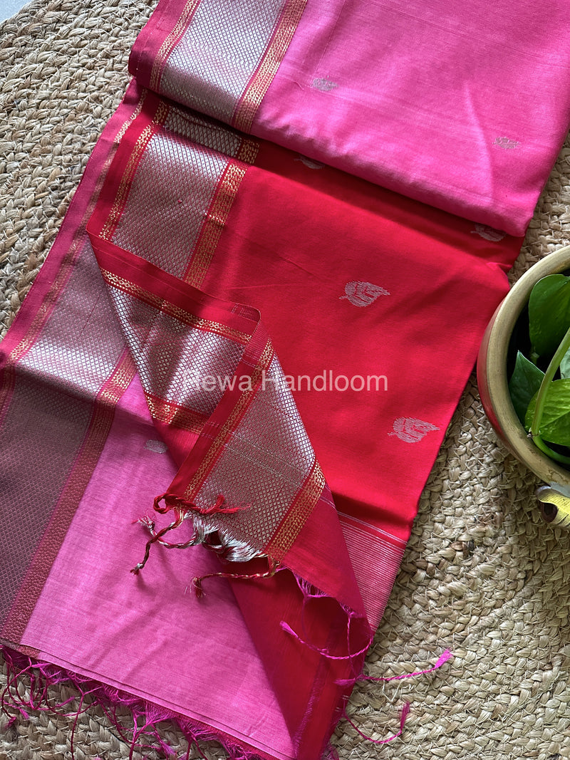 Maheshwari Baby Pink-Rani Pink Silver Zari Saree-SPS-010