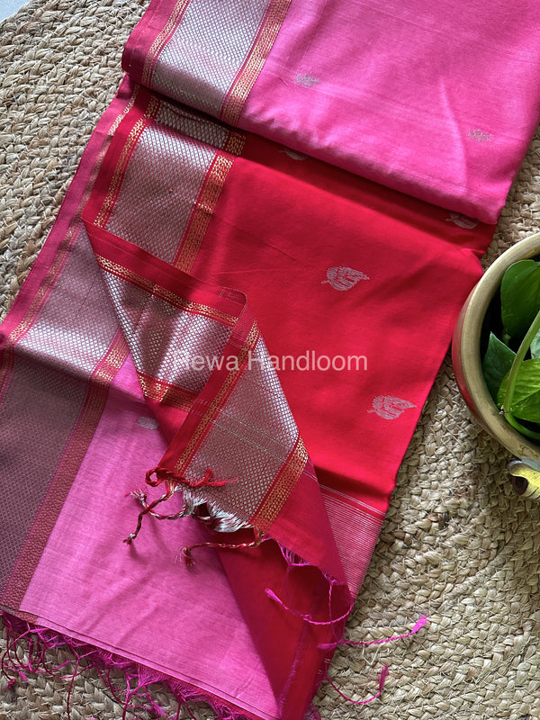 Maheshwari Baby Pink-Rani Pink Silver Zari Saree-SPS-010