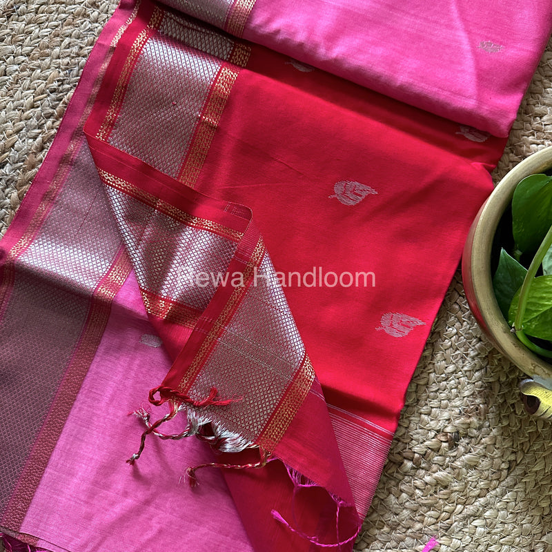 Maheshwari Baby Pink-Rani Pink Silver Zari Saree-SPS-010