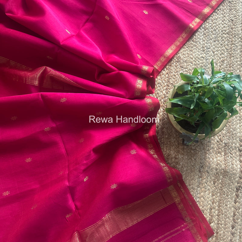Rani Pink Star Butti Maheshwari Saree SSB09