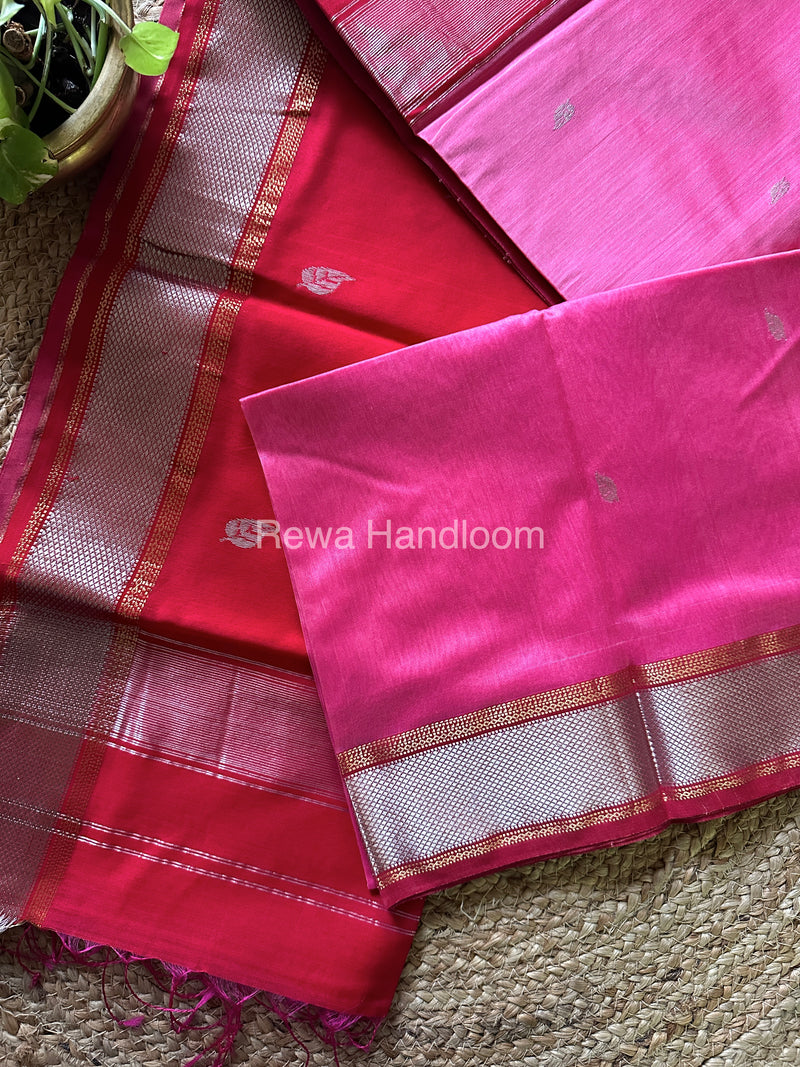 Maheshwari Baby Pink-Rani Pink Silver Zari Saree-SPS-010