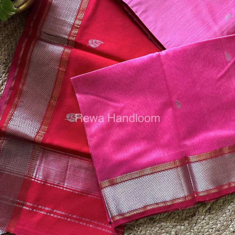 Maheshwari Baby Pink-Rani Pink Silver Zari Saree-SPS-010