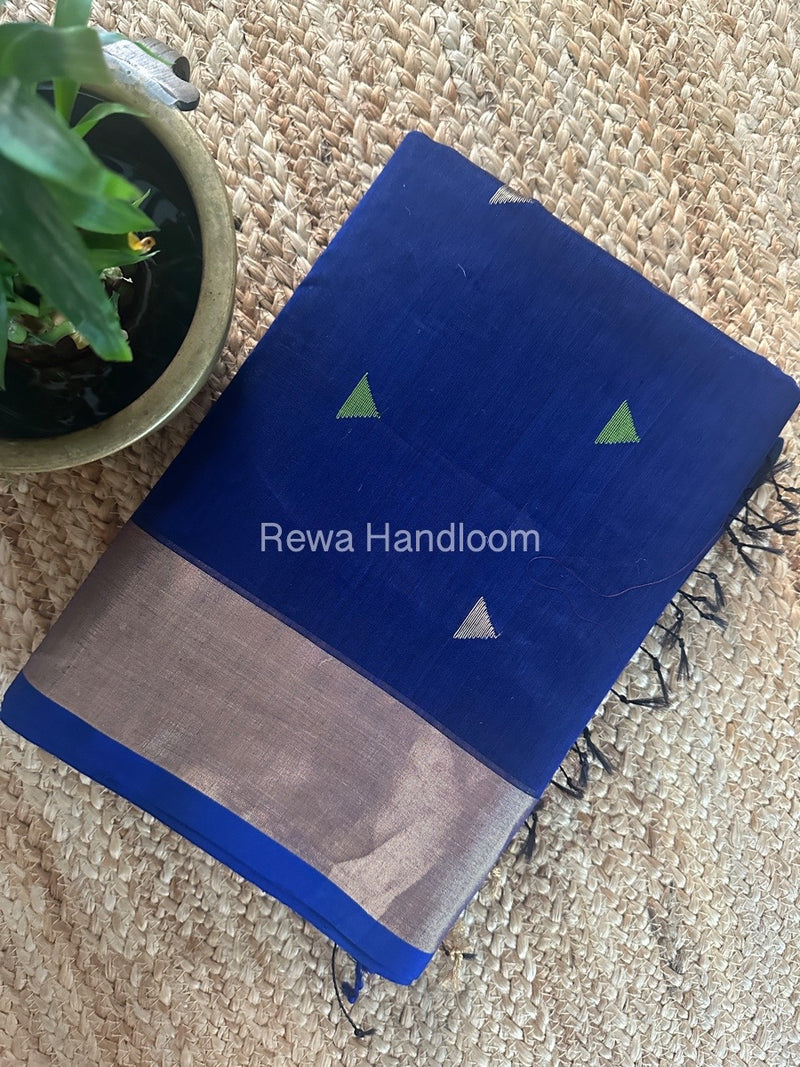 Blue Zari Butti Maheshwari Saree SB0145