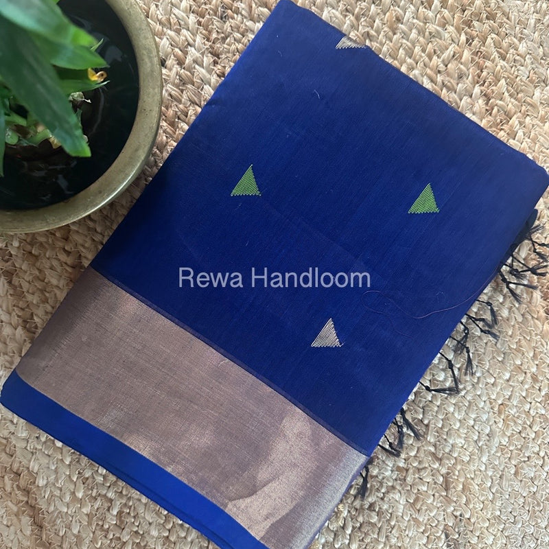 Blue Zari Butti Maheshwari Saree SB0145