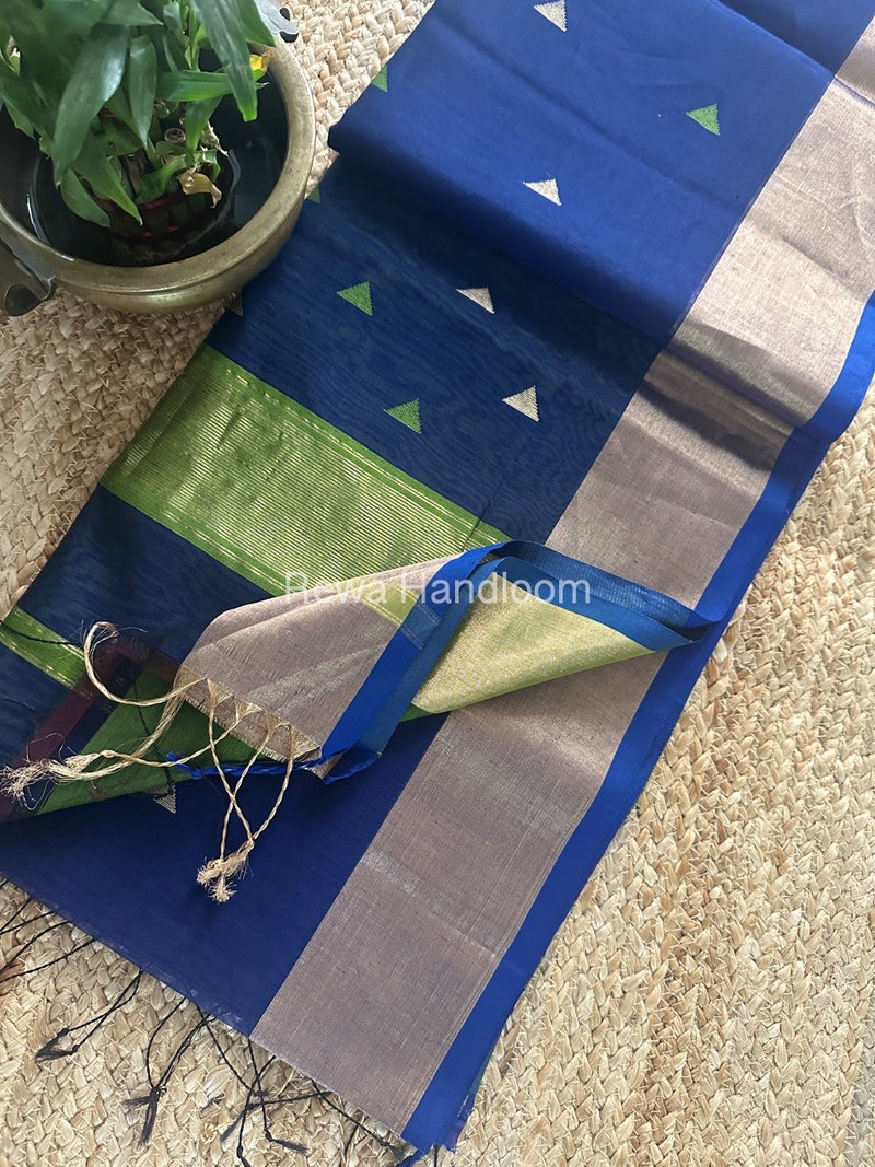 Blue Zari Butti Maheshwari Saree SB0145