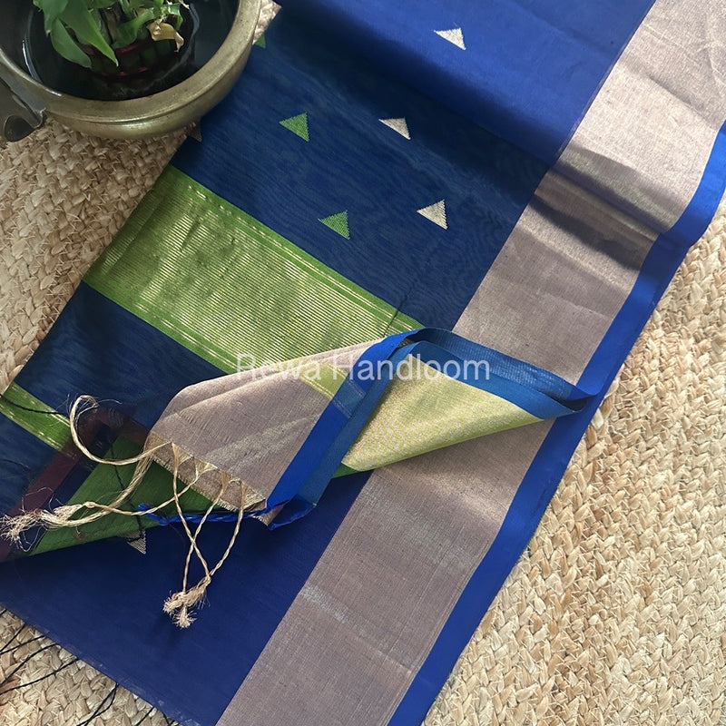 Blue Zari Butti Maheshwari Saree SB0145