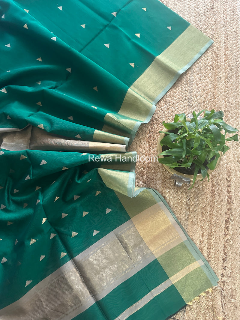  Green Triangle Butti Maheshwari Saree SB0180