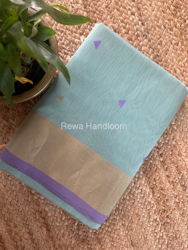 Aqua Zari Butti Maheshwari Saree SB0163