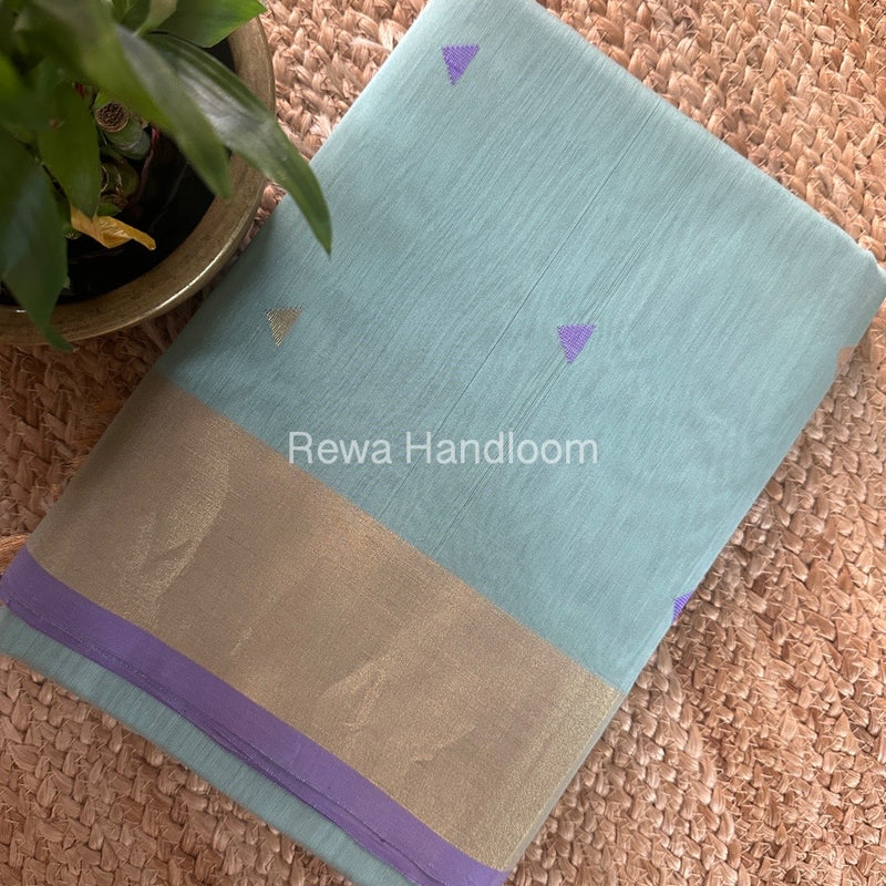 Aqua Zari Butti Maheshwari Saree SB0163