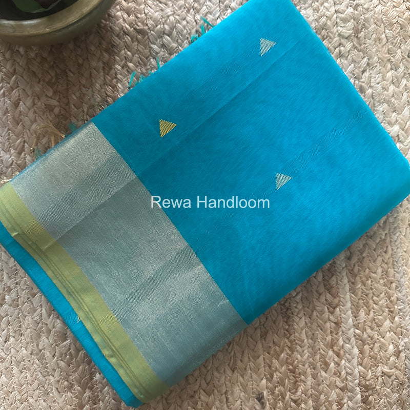 Sky Blue Triangle Butti Maheshwari Saree SB0181