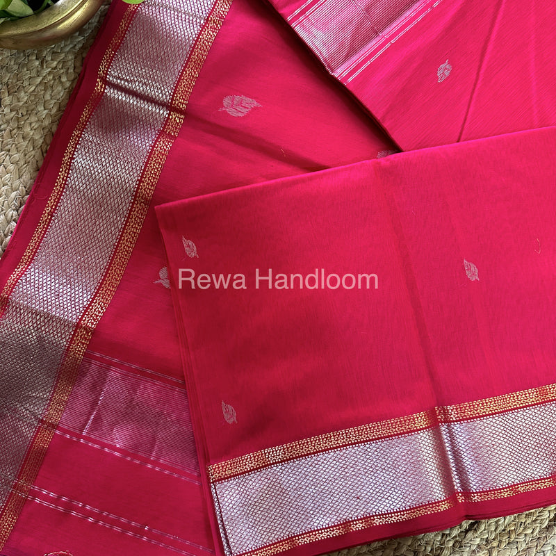 Maheshwari Rani Pink Silver Zari Saree-SPS-031