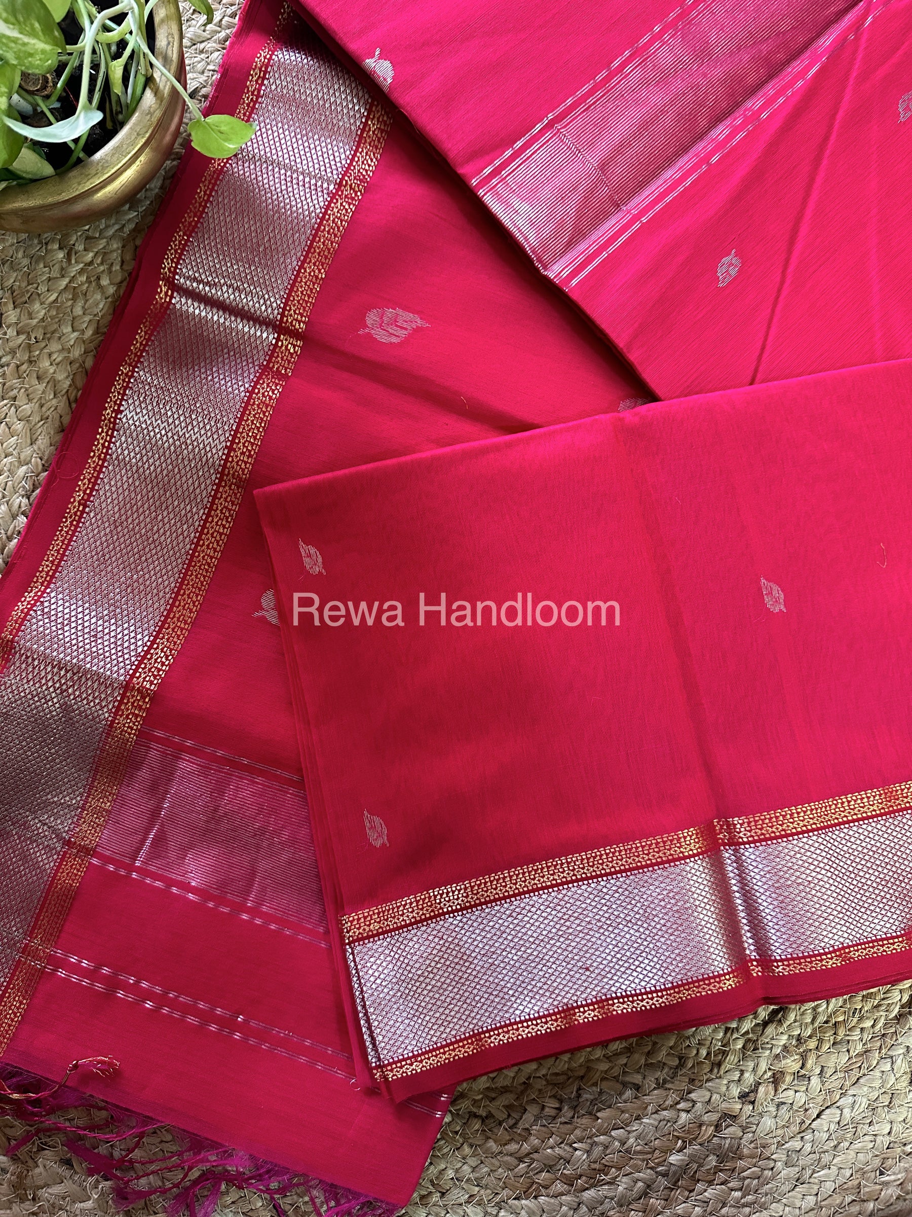 Maheshwari Rani Pink Silver Zari Saree-SPS-031