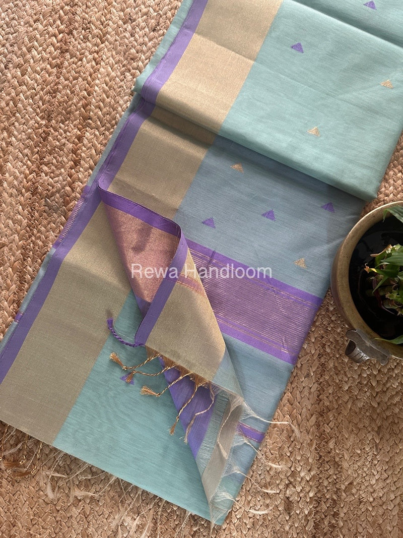 Aqua Zari Butti Maheshwari Saree SB0163