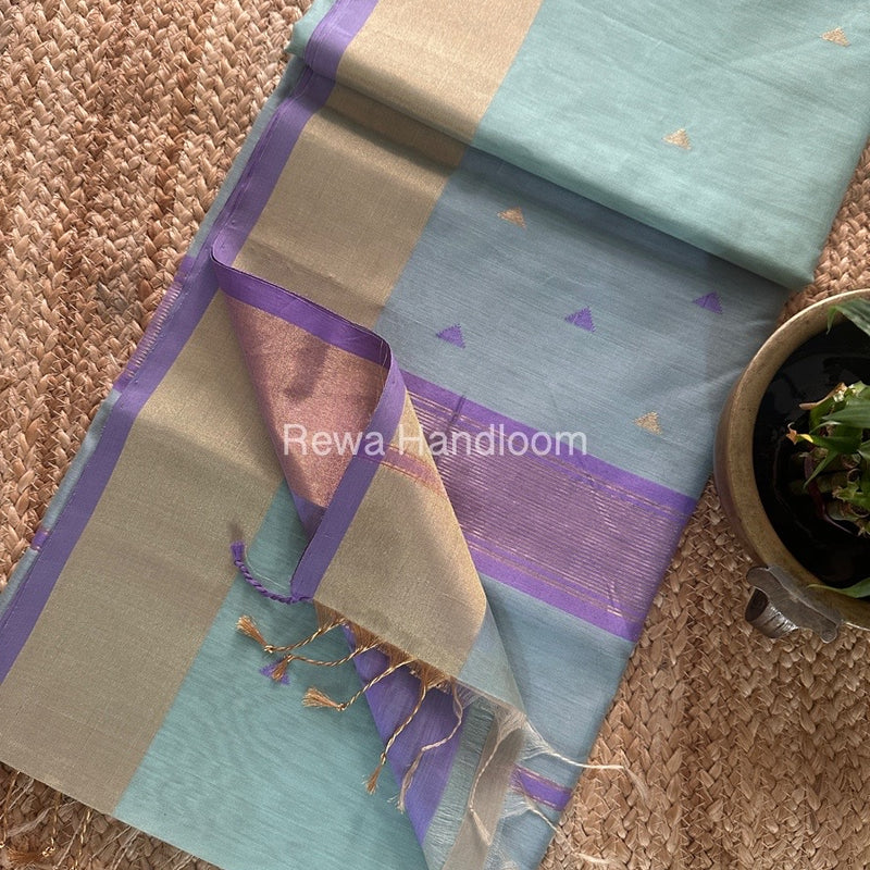 Aqua Zari Butti Maheshwari Saree SB0163