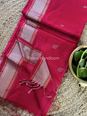 Maheshwari Rani Pink Silver Zari Saree-SPS-07