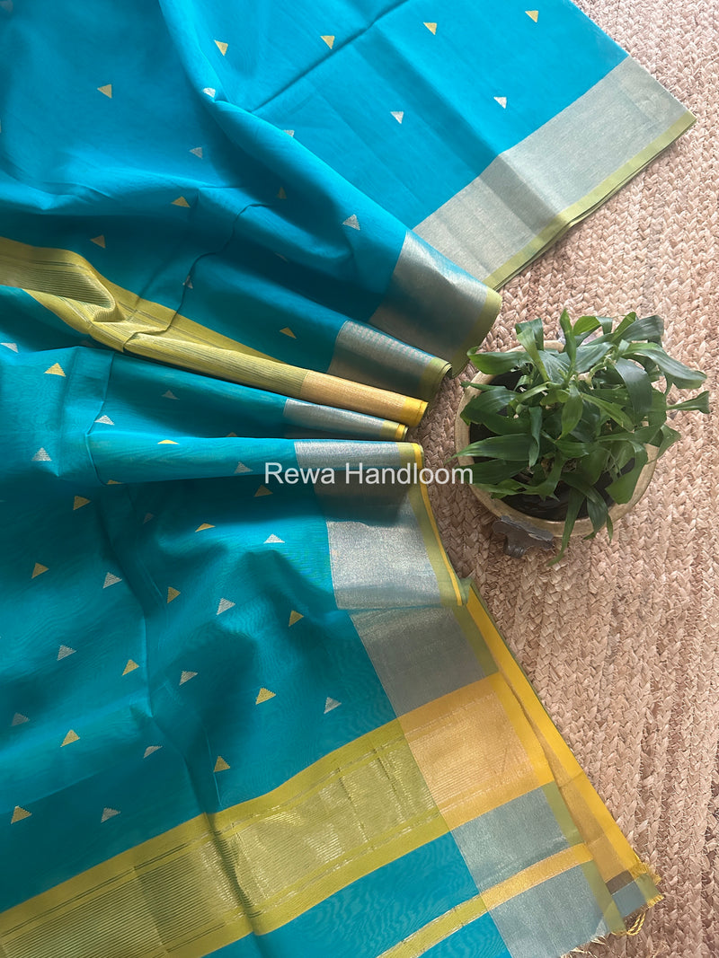 Sky Blue Triangle Butti Maheshwari Saree SB0181