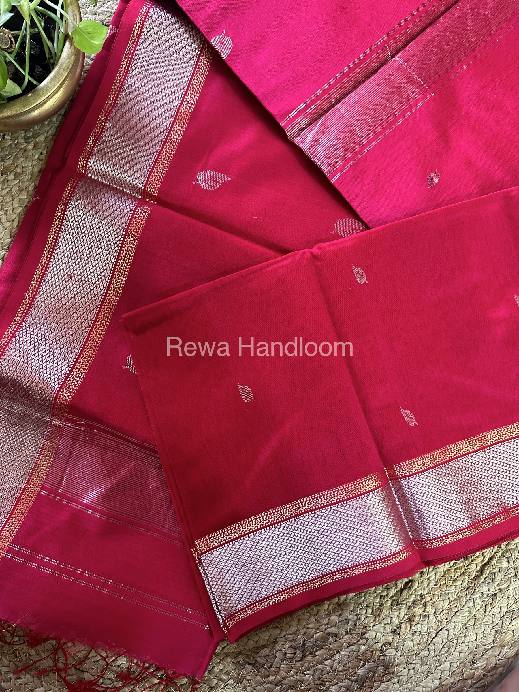 Maheshwari Rani Pink Silver Zari Saree-SPS-07