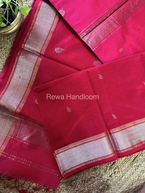 Maheshwari Rani Pink Silver Zari Sarees-SPS-07